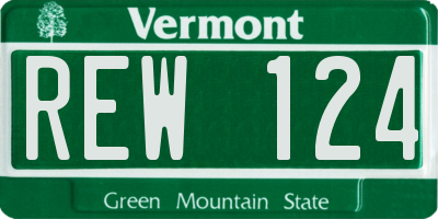 VT license plate REW124