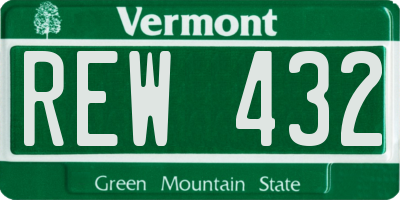 VT license plate REW432