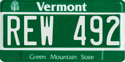VT license plate REW492