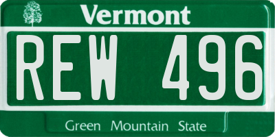 VT license plate REW496