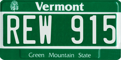 VT license plate REW915
