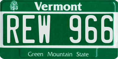 VT license plate REW966