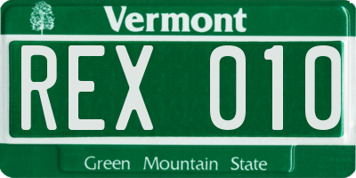VT license plate REX010