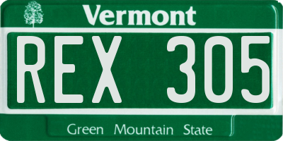 VT license plate REX305