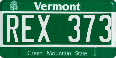 VT license plate REX373