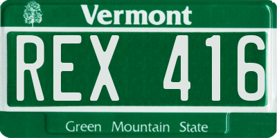 VT license plate REX416