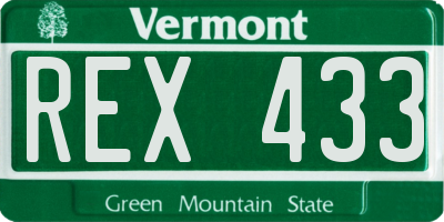 VT license plate REX433