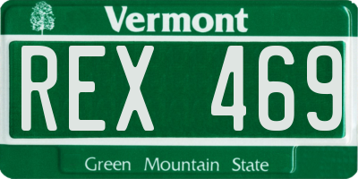 VT license plate REX469