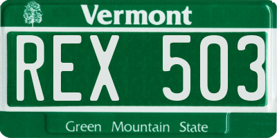 VT license plate REX503