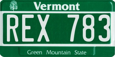 VT license plate REX783