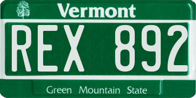 VT license plate REX892