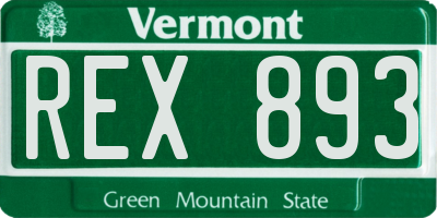 VT license plate REX893