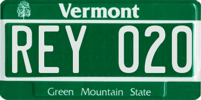 VT license plate REY020