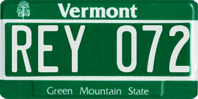 VT license plate REY072