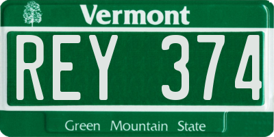 VT license plate REY374