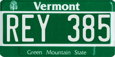 VT license plate REY385