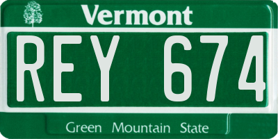 VT license plate REY674