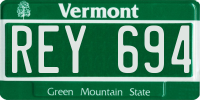 VT license plate REY694