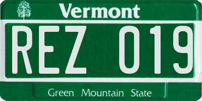 VT license plate REZ019