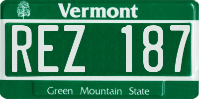VT license plate REZ187