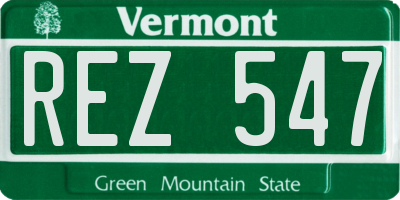 VT license plate REZ547