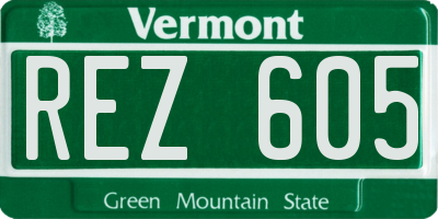 VT license plate REZ605