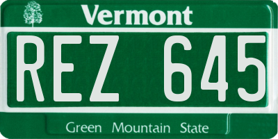 VT license plate REZ645