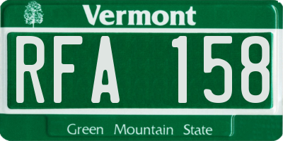 VT license plate RFA158