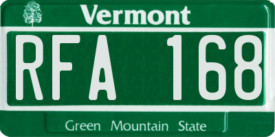 VT license plate RFA168