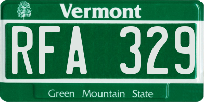 VT license plate RFA329