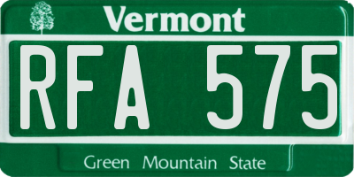 VT license plate RFA575