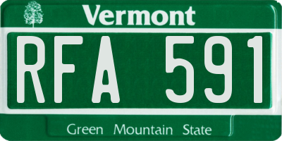 VT license plate RFA591