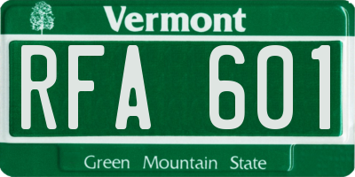 VT license plate RFA601