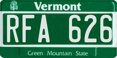 VT license plate RFA626