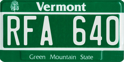 VT license plate RFA640