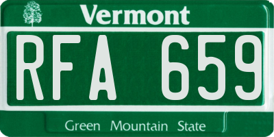 VT license plate RFA659