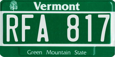 VT license plate RFA817