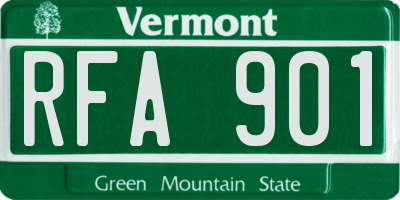 VT license plate RFA901