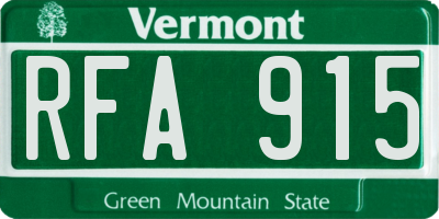 VT license plate RFA915