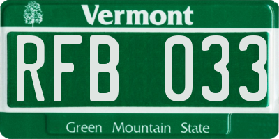 VT license plate RFB033
