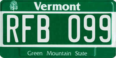 VT license plate RFB099