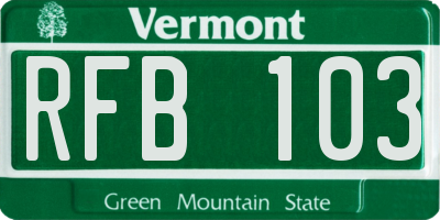 VT license plate RFB103