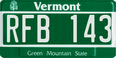 VT license plate RFB143