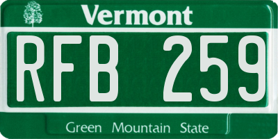 VT license plate RFB259