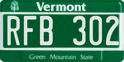 VT license plate RFB302