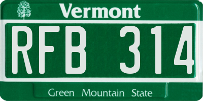 VT license plate RFB314