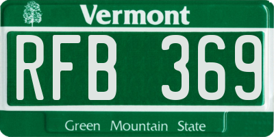 VT license plate RFB369