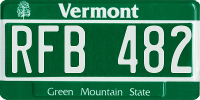VT license plate RFB482