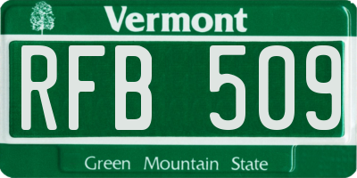 VT license plate RFB509