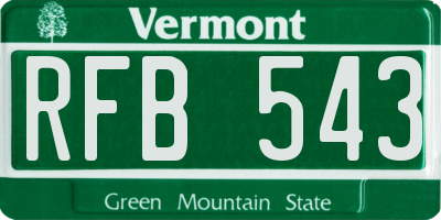 VT license plate RFB543